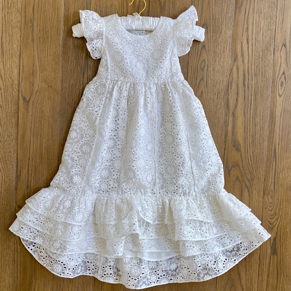 LoveShackFancy Bridal Girls White Eyelet Inira Dress Sz 5-6 years New with Tags - Picture 9 of 10